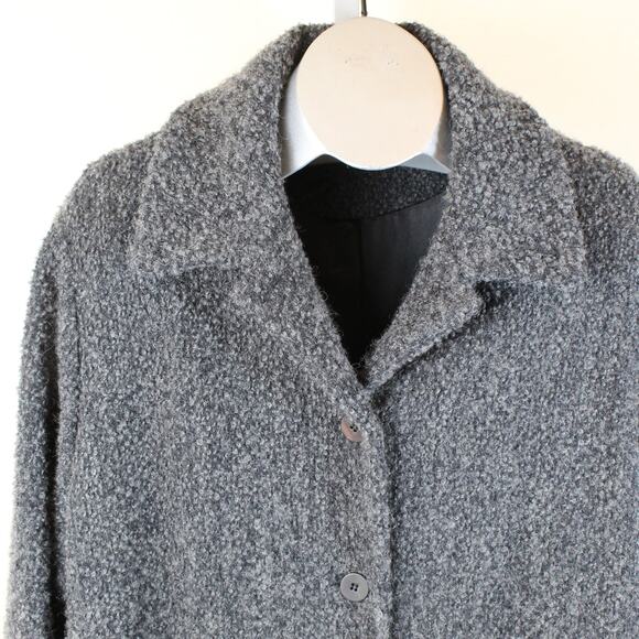 Eileen Fisher Wool Coat Womens Large Gray Boucle Classic Jacket Minimalist Teddy - Picture 2 of 6